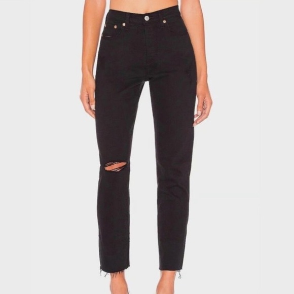 Levi's Denim - Levis Premium Wedgie Button Fly High Rise Frayed Hem Black Jeans | Size 29